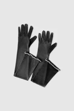 BABEYOND Evening Gloves|21.6 Cuff Pearl Stretchy Gloves Black