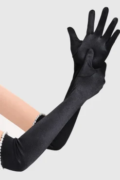 BABEYOND Evening Gloves|21.6 Cuff Pearl Stretchy Gloves Black