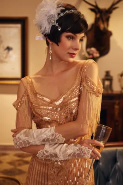 BABEYOND Evening Gloves|11.7 Finger Loop Lace Flapper Gloves