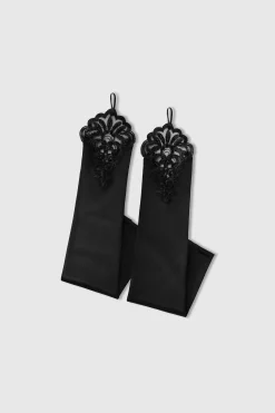 BABEYOND Evening Gloves|17.7 Finger Loop Satin Stretchy Gloves