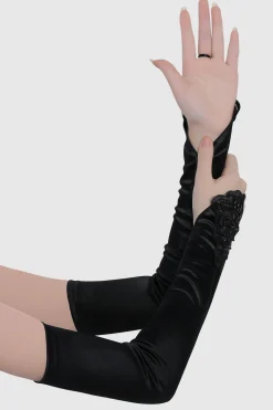 BABEYOND Evening Gloves|17.7 Finger Loop Satin Stretchy Gloves