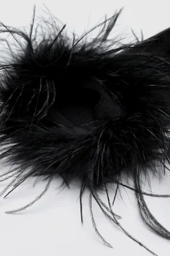 BABEYOND Evening Gloves|18.9 Ostrich Feather Satin Gloves Black