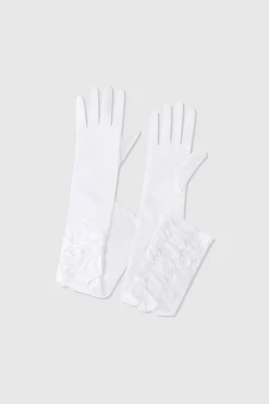 BABEYOND Evening Gloves|20.5 Wave Pleated Satin Stretchy Gloves