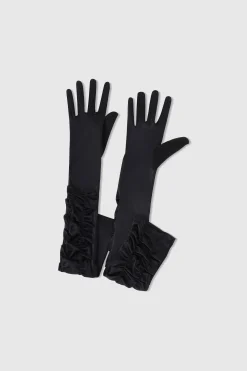 BABEYOND Evening Gloves|20.5 Wave Pleated Satin Stretchy Gloves