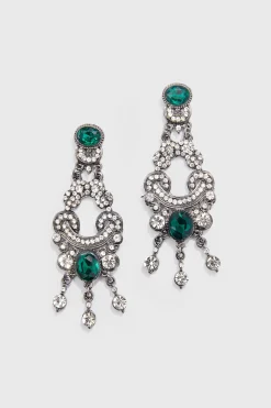 BABEYOND Jewelry|Art Deco Baroque Crystal Dangle Earrings Dark Green