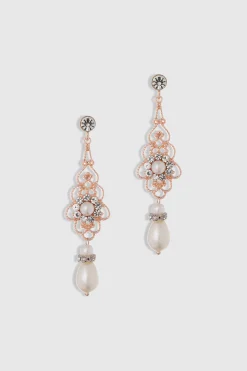 BABEYOND Jewelry|Art Deco Crystal Floral Pearl Earrings