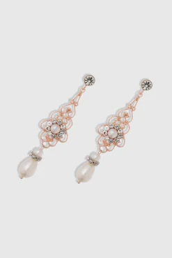 BABEYOND Jewelry|Art Deco Crystal Floral Pearl Earrings