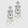 BABEYOND Jewelry|Art Deco Crystal Pearl Dangle Earrings Silver