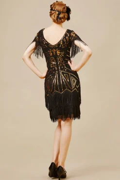 BABEYOND Dresses|Art Deco Paisley Sequin Fringe Dress