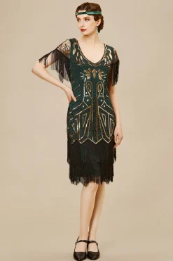 BABEYOND Dresses|Art Deco Paisley Sequin Fringe Dress