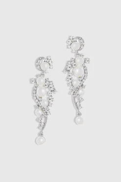 BABEYOND Jewelry|Art Deco Pearl Crystal Earrings Silver