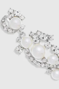 BABEYOND Jewelry|Art Deco Pearl Crystal Earrings Silver