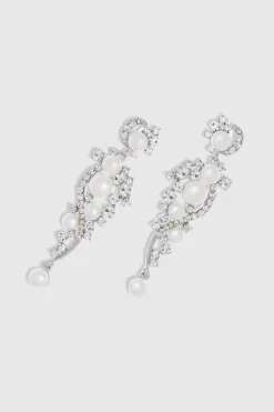 BABEYOND Jewelry|Art Deco Pearl Crystal Earrings Silver