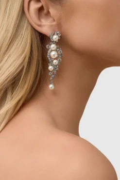 BABEYOND Jewelry|Art Deco Pearl Crystal Earrings Silver