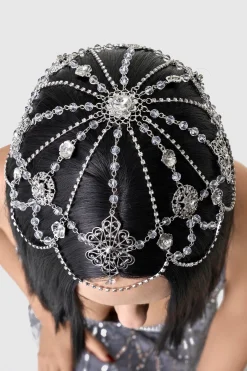 BABEYOND Headpieces & Fascinators|Art Deco Rhinestone Studded Headpiece Silver