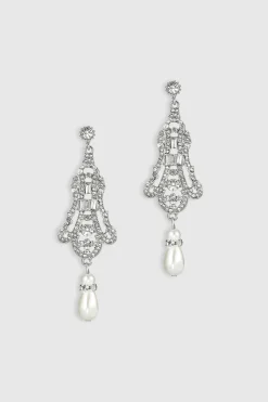 BABEYOND Jewelry|Art Deco Vintage Crystal Earrings Silver