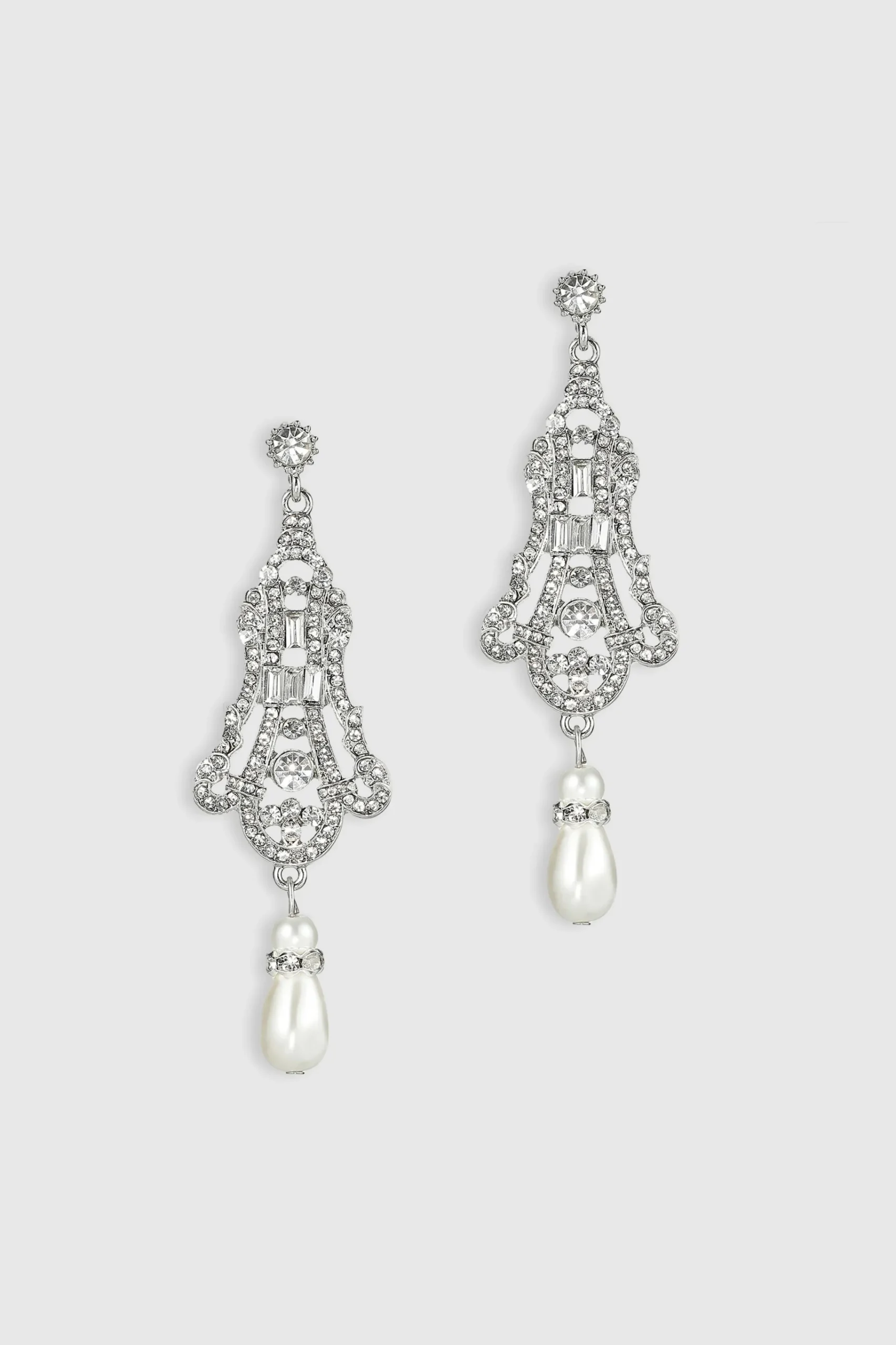 BABEYOND Jewelry|Art Deco Vintage Crystal Earrings Silver