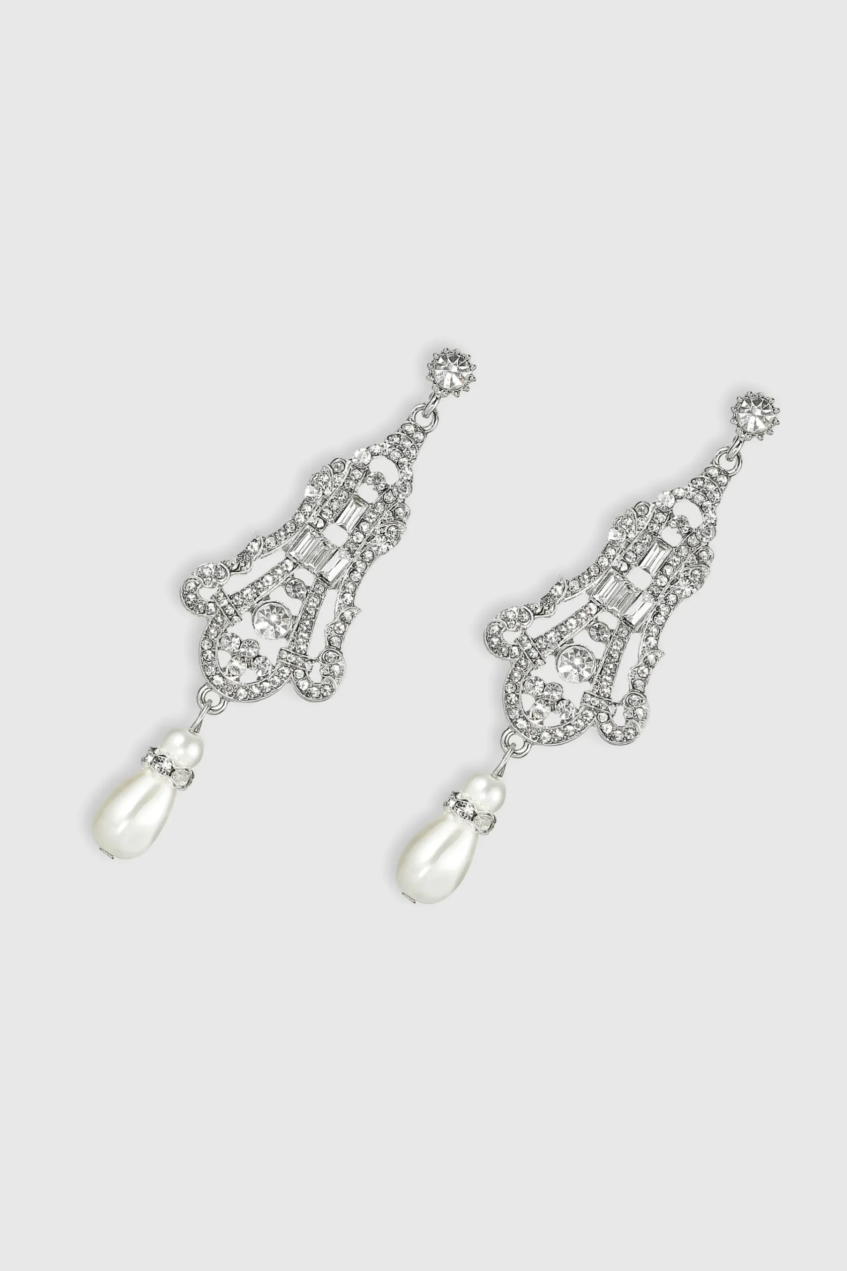 BABEYOND Jewelry|Art Deco Vintage Crystal Earrings Silver