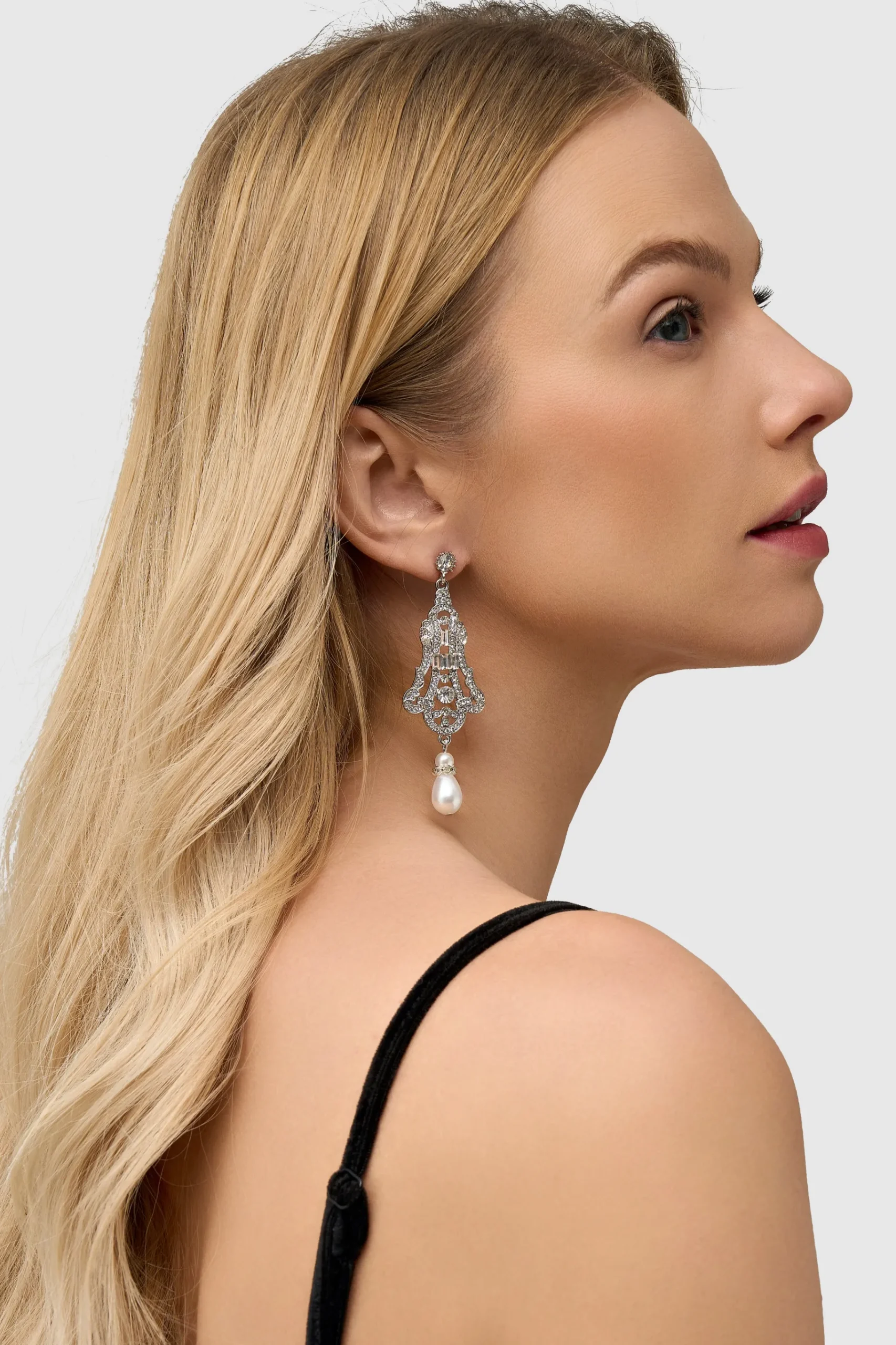 BABEYOND Jewelry|Art Deco Vintage Crystal Earrings Silver