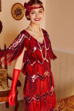 BABEYOND Headpieces & Fascinators|Art-Deco Feather Crystal Headband Red