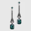 BABEYOND Jewelry|Art-Deco Rhinestone Dangle Earrings Dark Green