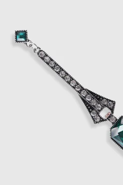BABEYOND Jewelry|Art-Deco Rhinestone Dangle Earrings Dark Green