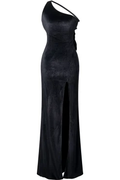 BABEYOND Dresses|Asymmetrical High Slit One Shoulder Dress Black