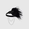 BABEYOND Headpieces & Fascinators|Beaded Chain Ostrich Feather Headband Black