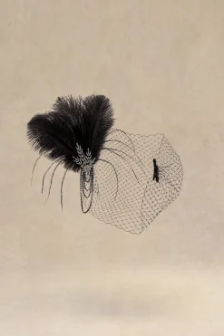 BABEYOND Headpieces & Fascinators|Beaded Leaf Feather Fascinator With Veil