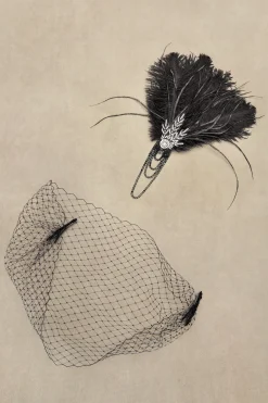 BABEYOND Headpieces & Fascinators|Beaded Leaf Feather Fascinator With Veil