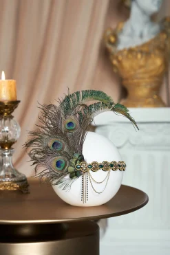 BABEYOND Headpieces & Fascinators|Beaded Peacock Feather Headband Dark Green