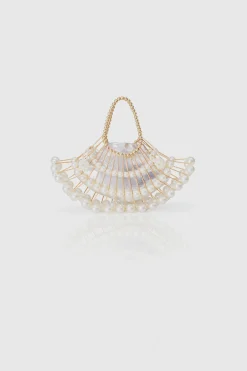 BABEYOND Handbags|Beaded Pearl Scallop Shape Handbag Cream