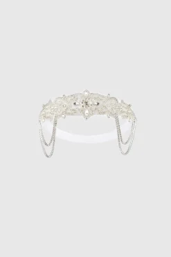 BABEYOND Headpieces & Fascinators|Beaded Rhinestone Dangle Headband Silver