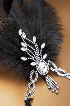 BABEYOND Headpieces & Fascinators|Beaded Rhinestone Tassel Feather Headpiece