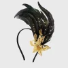 BABEYOND Headpieces & Fascinators|Beaded Sequin Floral Feather Headband Gold/Black