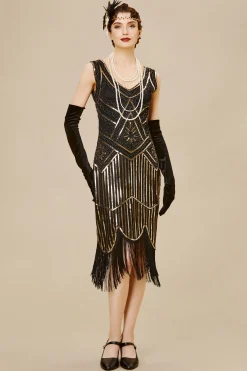 BABEYOND Dresses|Beaded Sequin Fringe Prom Party Dress