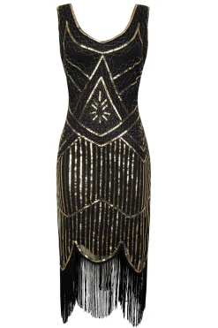 BABEYOND Dresses|Beaded Sequin Fringe Prom Party Dress
