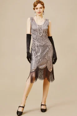 BABEYOND Dresses|Beaded Sequin Fringe Prom Party Dress
