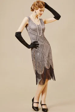 BABEYOND Dresses|Beaded Sequin Fringe Prom Party Dress