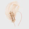 BABEYOND Headpieces & Fascinators|Beaded Sequin Leaf Feather Headband Champagne