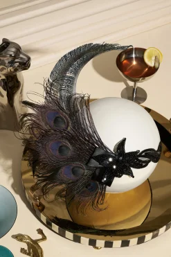 BABEYOND Headpieces & Fascinators|Beaded Sequin Peacock Headdress Black