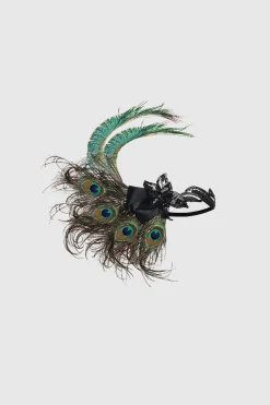 BABEYOND Headpieces & Fascinators|Beaded Sequin Peacock Headband Dark Green