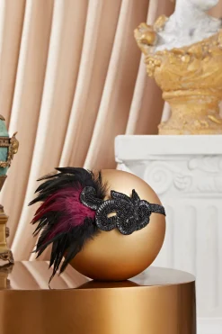 BABEYOND Headpieces & Fascinators|Beaded Sequin Shimmer Headpiece Black/Red