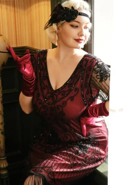 BABEYOND Headpieces & Fascinators|Beaded Sequin Shimmer Headpiece Black/Red