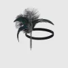 BABEYOND Headpieces & Fascinators|Beaded Tassels Tinted Feather Headband Black