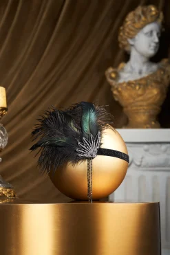 BABEYOND Headpieces & Fascinators|Beaded Tassels Tinted Feather Headband Black