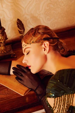 BABEYOND Headpieces & Fascinators|Beads Studded Tinted Feather Headband Dark Green