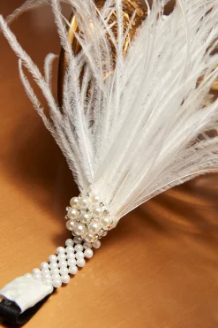 BABEYOND Headpieces & Fascinators|Braided Pearl Feather Headpiece Black/White