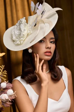 BABEYOND Headpieces & Fascinators|Butterfly Flower Fascinator Hat Beige