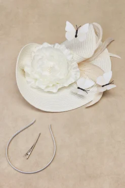 BABEYOND Headpieces & Fascinators|Butterfly Flower Fascinator Hat Beige